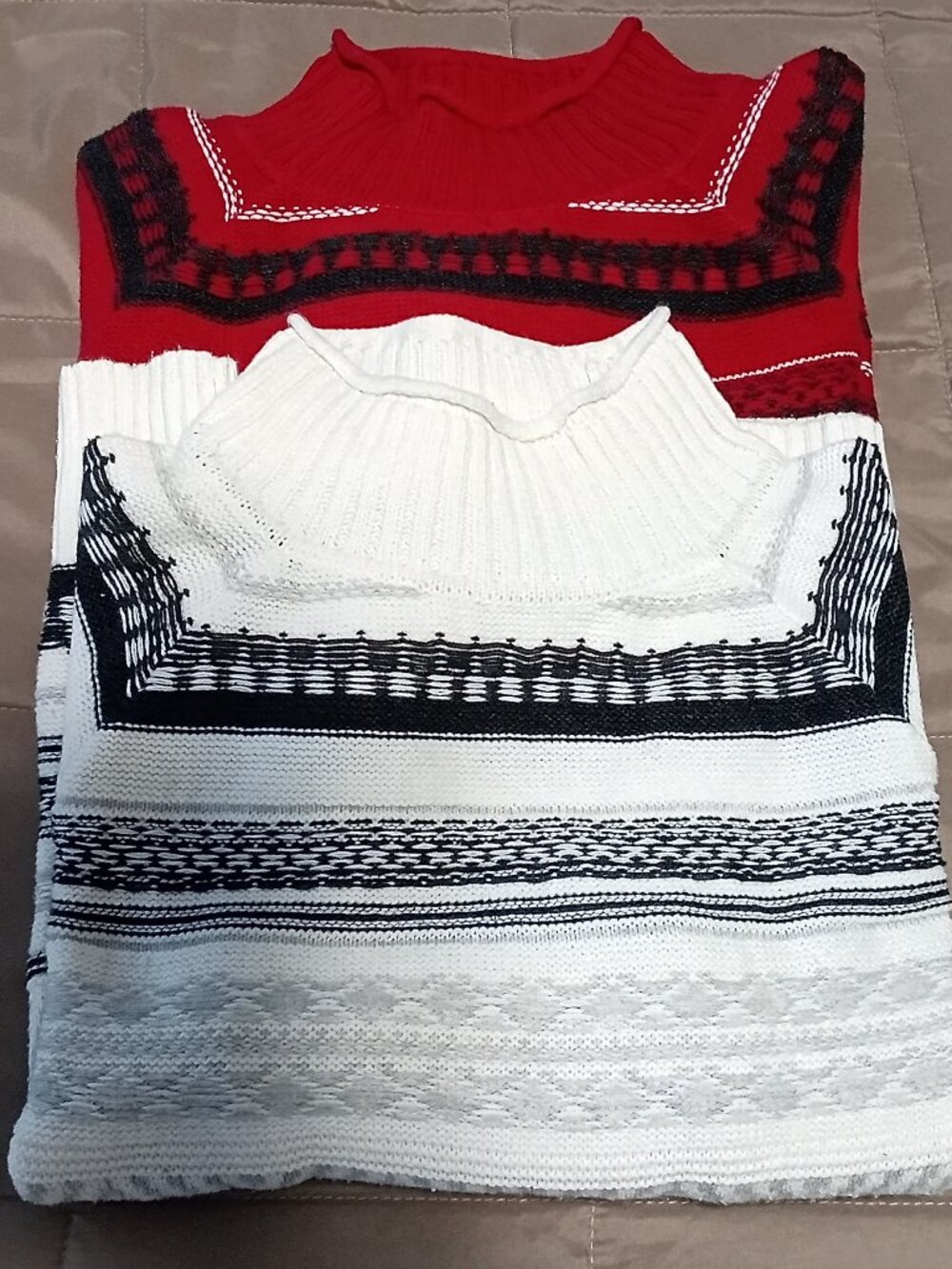 CHAPS Sweater Set of 2 Large Mock Turtleneck Fair Isle-Inspired Knit